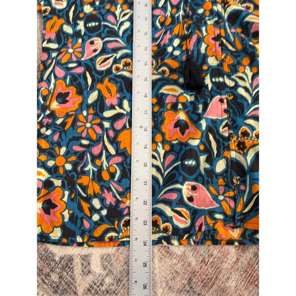 Cleobella Kaitlyn Floral Print Button Front Tassels Organic Cotton Blouse Small - Picture 16 of 16